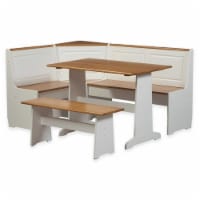 Riverbay Furniture Wood Indoor 3 Piece Kitchen Corner Nook Dining Set in White