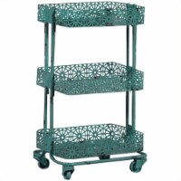 Riverbay Furniture Metal 3 Tier Cart in Turquoise