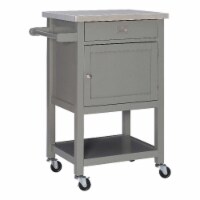 Riverbay Furniture Stainless Steel Top Kitchen Cart in Gray