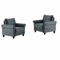 Set of 2 Nailhead Trim Accent Chairs in Gray