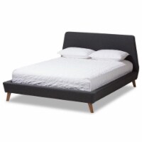 Baxton Studio Sinclaire Upholstered Queen Platform Bed in Dark Grey