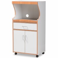 Baxton Studio Edonia Kitchen Cabinet in Beech Brown and White