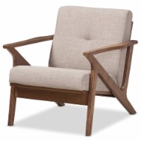 Baxton Studio Bianca Tufted Accent Arm Chair in Gray and Walnut Brown