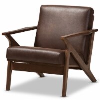 Baxton Studio Bianca Faux Leather Accent Arm Chair in Brown and Brown