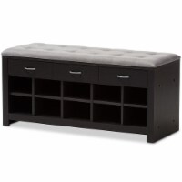 Baxton Studio 10 Cubby Upholstered Shoe Storage Bench in Gray