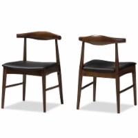 Baxton Studio Winton Dining Side Chair in Black and Brown (Set of 2)