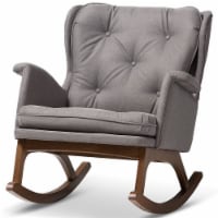 Baxton Studio Maggie Tufted Rocker in Gray and Walnut