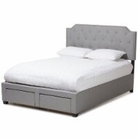 Baxton Studio Aubrianne Tufted King Storage Panel Bed in Gray