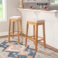 Riverbay Furniture 32 H Transitional Wood Bar Stool in Rustic Brown Stained