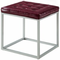 Brika Home Faux Leather Tufted Ottoman in Purple