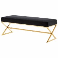 Brika Home Velvet Upholstered Bench in Black and Gold