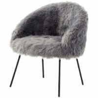 Brika Home Faux Fur Accent Chair in Gray