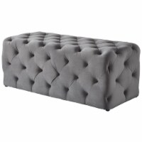 Brika Home Velvet Tufted Bench in Gray