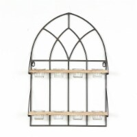 Pemberly Row Cathedral Iron Window with 8 Tealight Holders Wall Panel