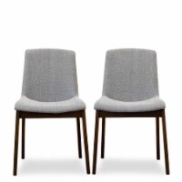 Pemberly Row Mid-Century Modern Fabric Dining Chair in Light Gray (Set of 2)