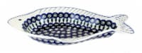 Blue Rose Polish Pottery Peacock Fish Serving Dish