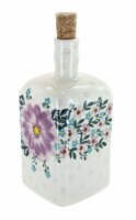 Blue Rose Polish Pottery Lilac Garden Square Bottle with Cork