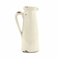 Zentique  Distressed Crackle White Ceramic Pitcher - Small