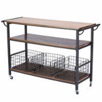 Maddie Home Kitchen Cart in Brown and Antique Bronze