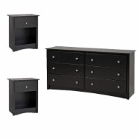 3PC Bedroom Set with 1 Dresser and 2 Nightstands in Black