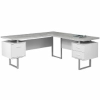 Levan Home L Shaped Corner Computer Desk in White and Gray Cement
