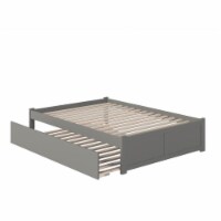 Bowery Hill Solid Wood Platform Full Panel Bed with Trundle in Gray