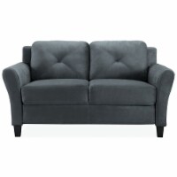 Bowery Hill 18.5 Contemporary Microfiber Loveseat Couch in Dark Gray
