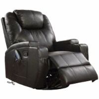 Bowery Hill Faux Leather Massage Rocker Recliner with Swivel Base in Black