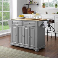 Pemberly Row Traditional Wood Kitchen Island in Vintage Gray