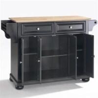 Pemberly Row Natural Wood Top Kitchen Island in Black