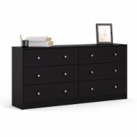 Levan Home Contemporary Wide 6 Drawer Double Bedroom Dresser in Black
