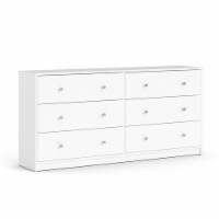 Levan Home Contemporary Wide 6 Drawer Double Bedroom Dresser in White