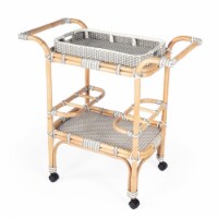 Beaumont Lane Grey & White Rattan Bar Cart