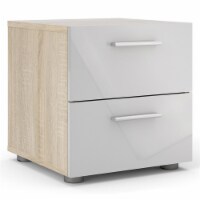 Levan Home Contemporary 2 Drawer Nightstand in Oak & White Gloss