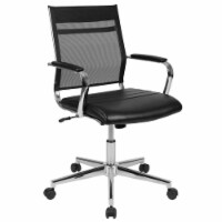 Scranton & Co Mid Back Leather Mesh Executive Swivel Office Chair in Black