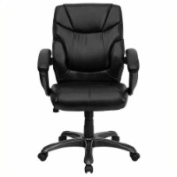 Scranton & Co Mid-Back Leather Overstuffed Office Chair in  Black