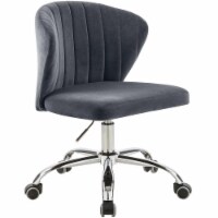 Scranton & Co Swivel Adjustable Gray Velvet and Chrome Office Chair