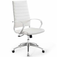 Scranton & Co High Back Ribbed Faux Leather Office Swivel Chair in White