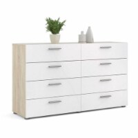 Levan Home Engineered Wood 8 Drawer Double Dresser in Oak/White High Gloss