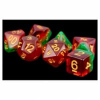 Metallic Dice Games LIC615 16 mm Fruit Polyhedral Dice Set, Watermelon & Gold - Set of 7