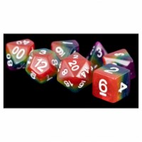 Metallic Dice Games LIC667 16 mm Polyhedral Dice Set, Rainbow & White - Set of 7