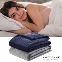 Amari  Cotton Weighted Blanket-Calm Sleeping, Quilted Cover navy 60  x 80  20 lbs
