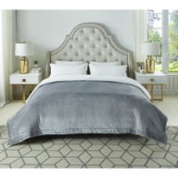Saleem Flannel Reversible Solid Sherpa Throw Blanket Super Soft light grey 90 x 90