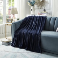 Siyanda Throw-Super Soft-Cozy-Solid Color navy