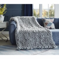 Mantisa Chunky Knit Throw-Cozy-Extra Soft Light grey 50 x 70