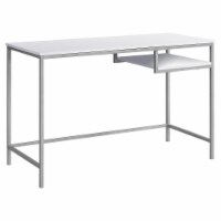 Computer Desk, Home Office, Laptop, 48 l, Work, Metal, Laminate, White, Grey,
