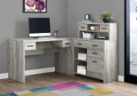 Computer Desk, Right Set-up, Storage Drawers, L Shape, Work, Laptop, Laminate, Grey,