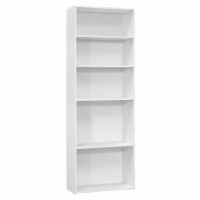 Bookshelf, Bookcase, 6 Tier, 72 h, Office, Bedroom, Laminate, White, Transitional