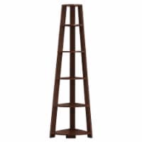Monarch Specialties I 2494 72 in. Height Cherry Corner Accent Etagere Bookcase, Cappuccino