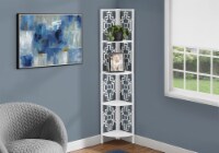 Monarch Specialties I 3623 62 in. Corner Etagere Bookcase, White - White Metal Finish